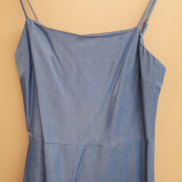 ZAFUL Chambray Smocked Back Mini Cami Dress in Light Blue - Picture 7 of 14